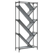 vidaXL Bookcase Bookshelf Side Cabinet Grey Sonoma Engineered Wood and Metal