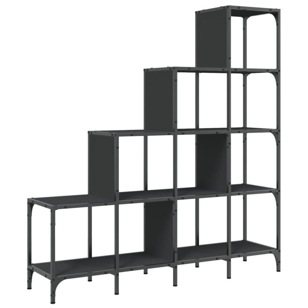 vidaXL Bookcase Bookshelf Storage Side Cabinet Black Engineered Wood and Metal