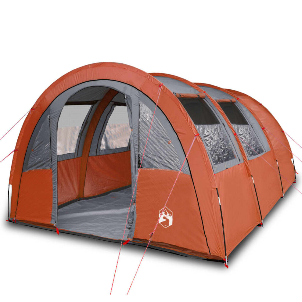 vidaXL Camping Tent 4 Persons Portable Dome Tent Grey and Orange 185T Taffeta