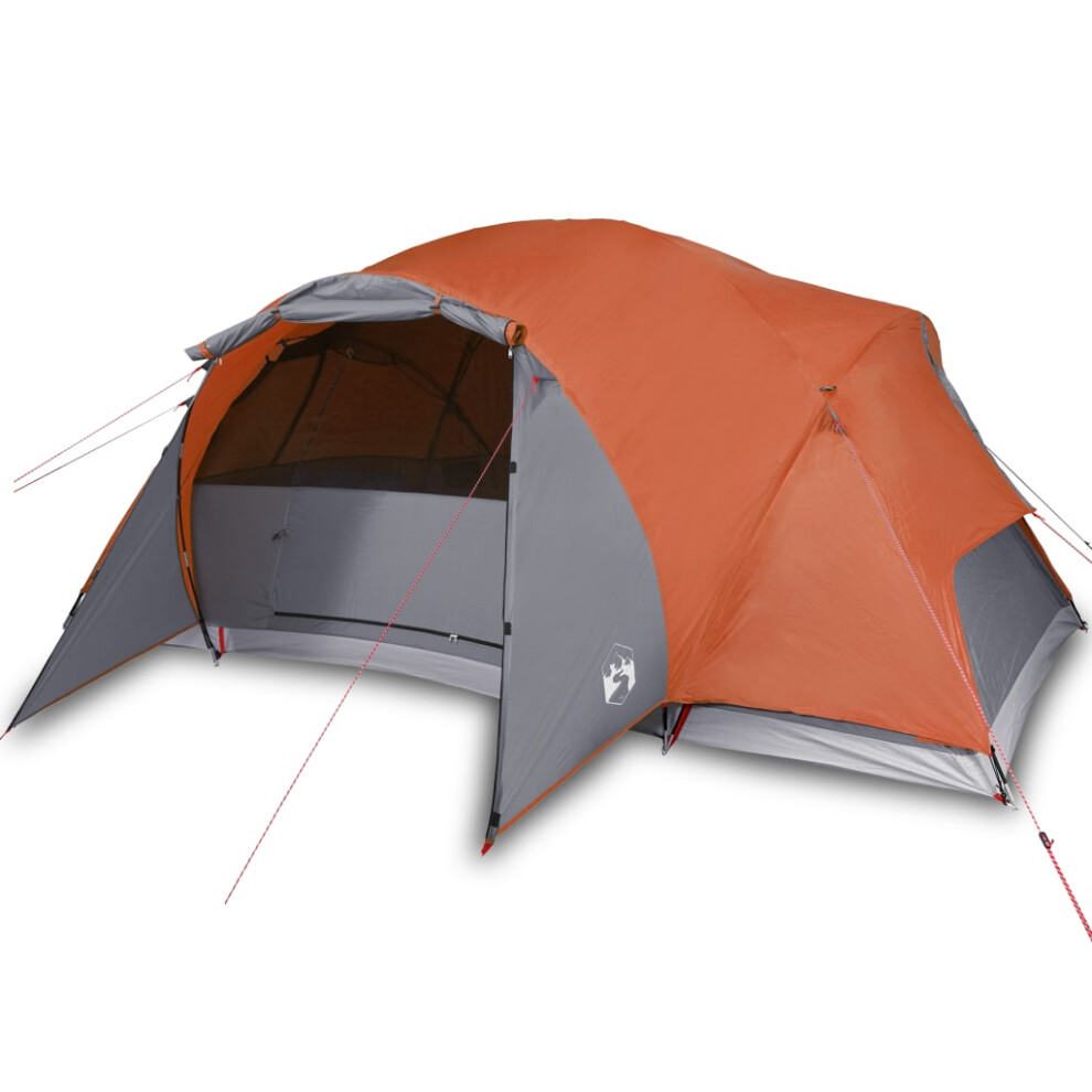 vidaXL Camping Tent 8 Persons Portable Dome Tent Grey and Orange 190T Taffeta