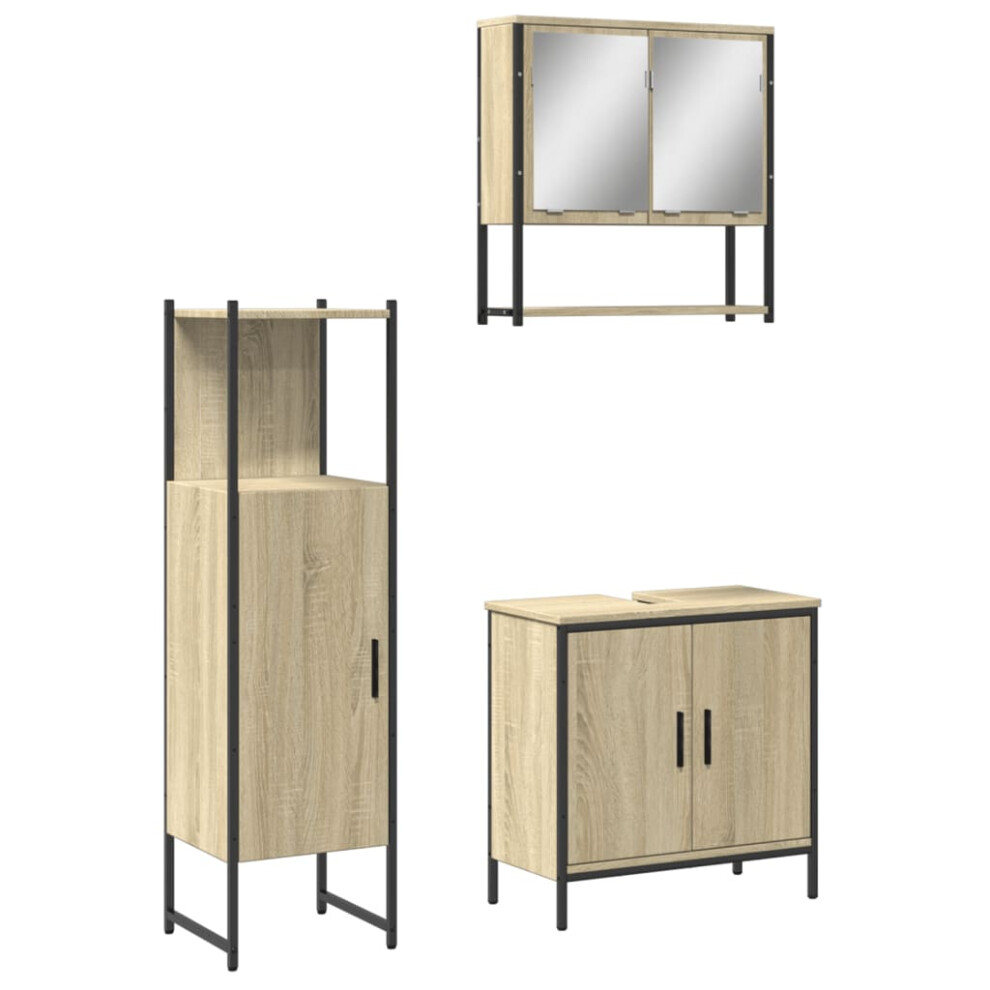 vidaXL Bathroom Furniture Set 3 Piece Sink Cabinet Sonoma Oak Engineered Wood