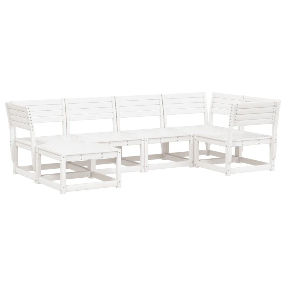 vidaXL Garden Sofa Set 6 Piece Outdoor Sofa Corner Sofa White Solid Wood Pine