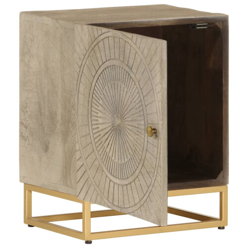 VidaXL vidaXL Bedside Cabinet Nightstand Bed Side Table Solid Wood Mango and Iron 1