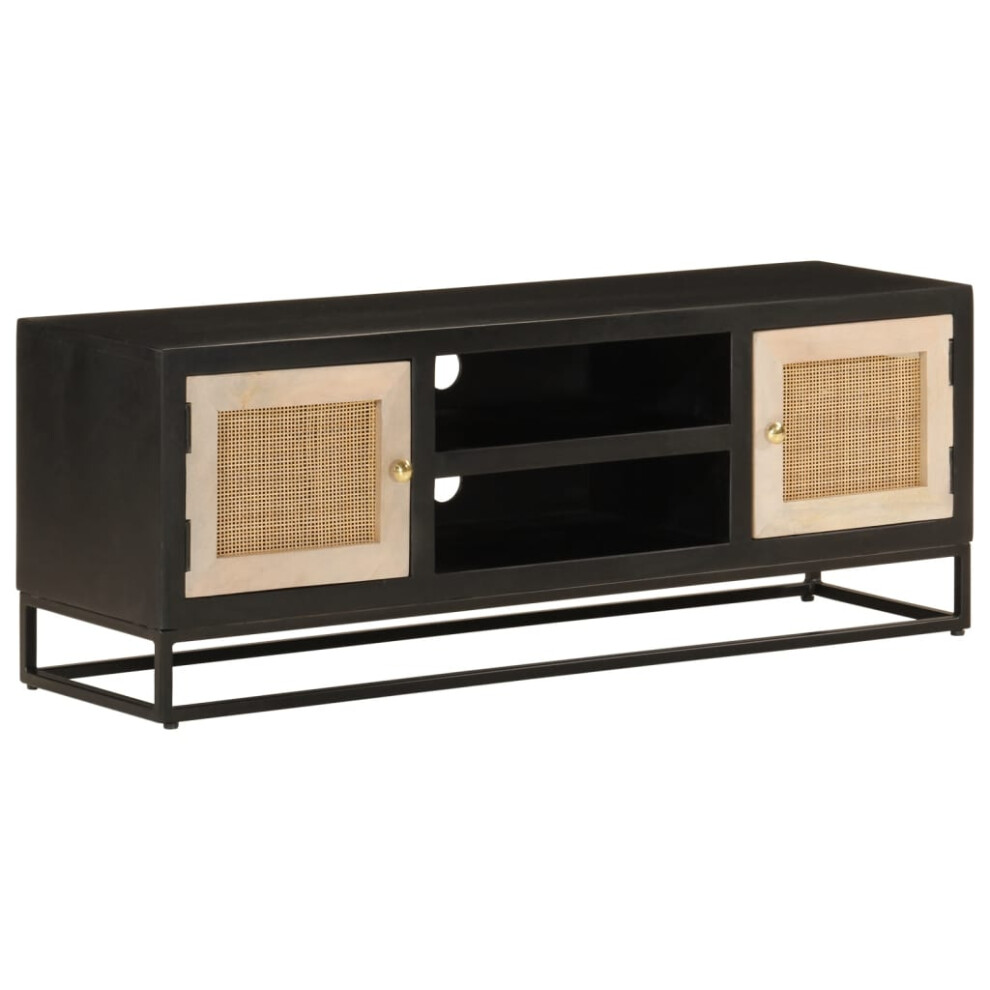 vidaXL TV Cabinet Sideboard TV Unit TV Stand Black Solid Wood Mango and Iron