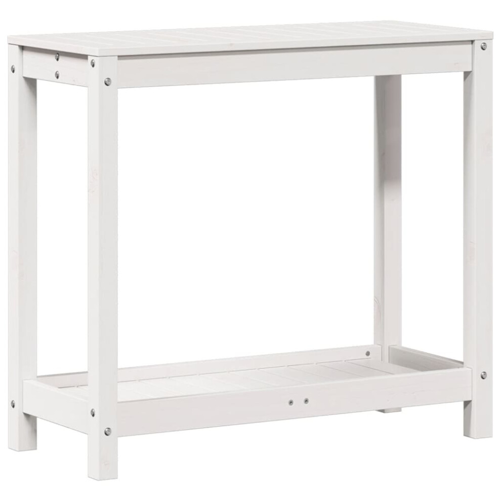 vidaXL Potting Table with Shelf Garden Potting Bench White Solid Wood Pine