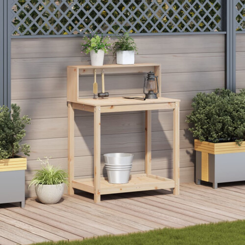 VidaXL vidaXL Potting Table with Shelves Potting Bench Plant Table Solid Wood Pine 2
