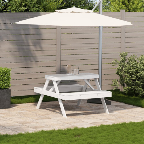 VidaXL vidaXL Picnic Table Outdoor Dining Table Garden Table White Solid Wood Pine 2