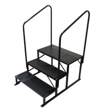 Freestanding Caravan Triple Step with 2 Handrails (Non Slip Mats)