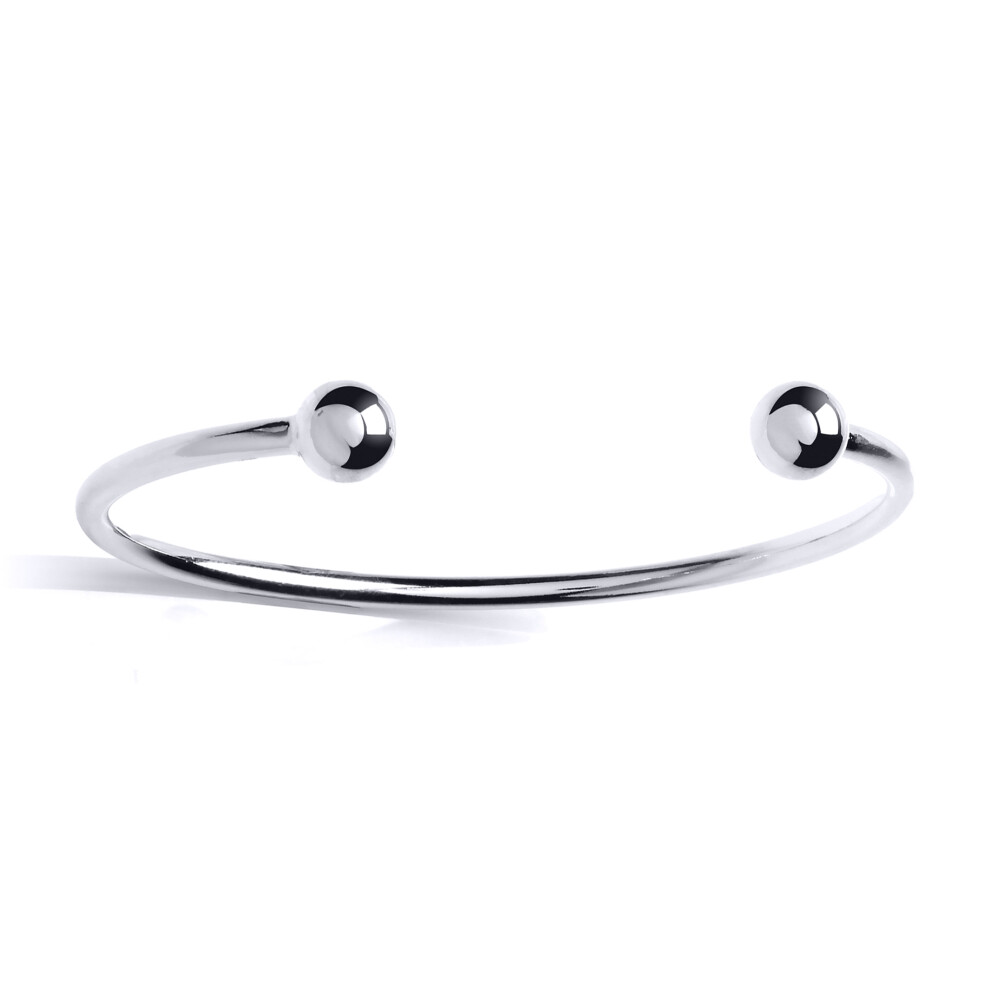 Jewelco London Ladies Sterling Silver Round Torque Bangle Bracelet 8mm - GVG177