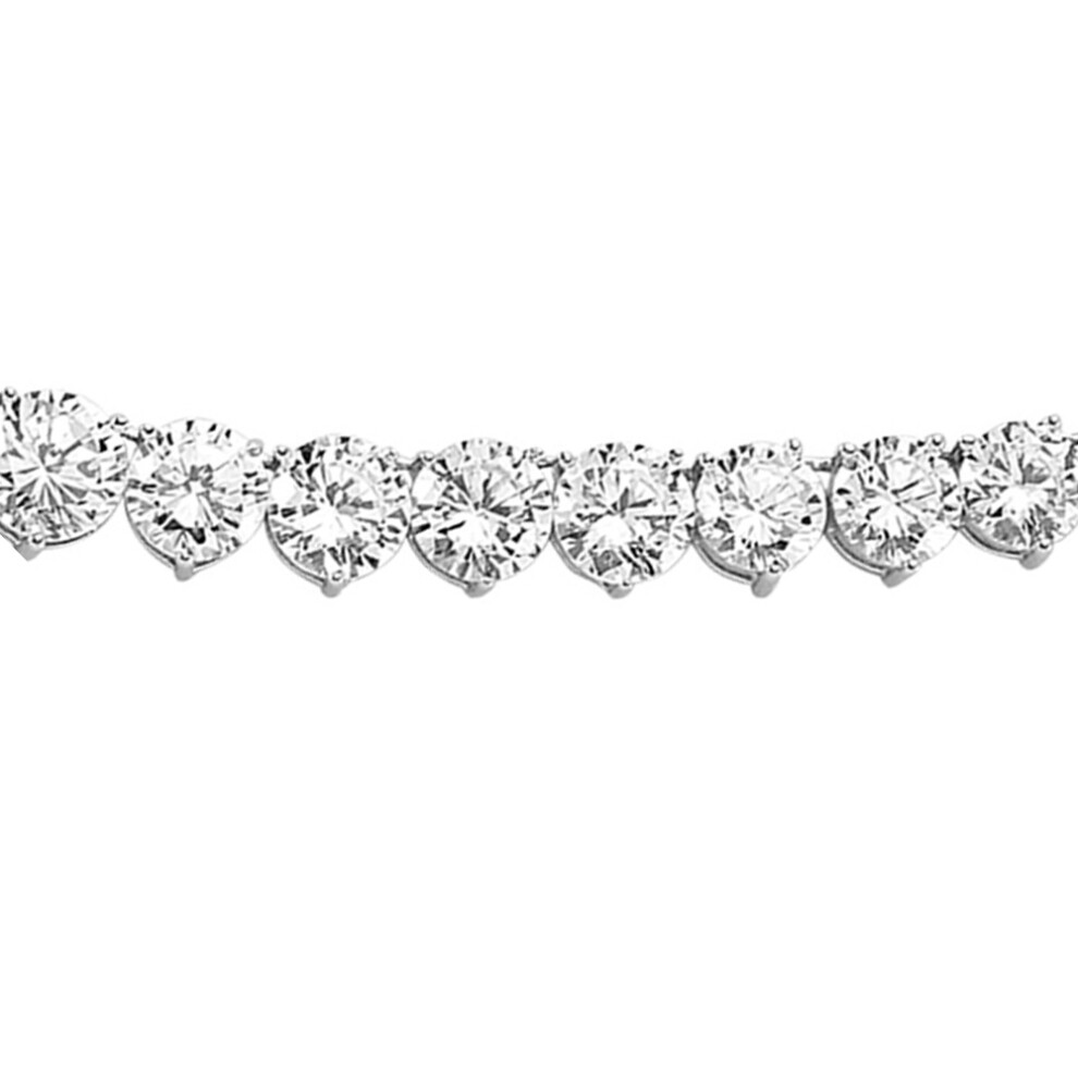 Jewelco London Ladies Sterling Silver Cubic Zirconia Graduated Eternity Tennis Necklace 7mm 16 inch - GVK092
