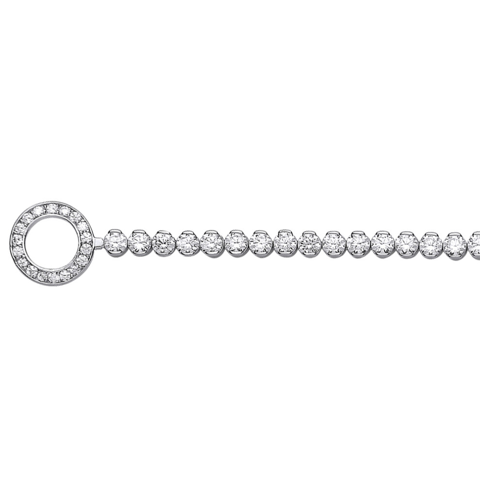 Jewelco London Ladies Sterling Silver Cubic zirconia Halo Clasp Eternity Tennis Bracelet 4mm 7.5 inch - GVB408