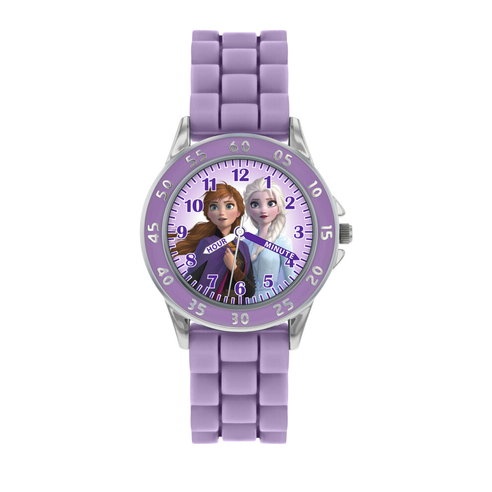 Disney Frozen 2 Girls Purple Time Teacher Silicone Strap Watch FZN9505