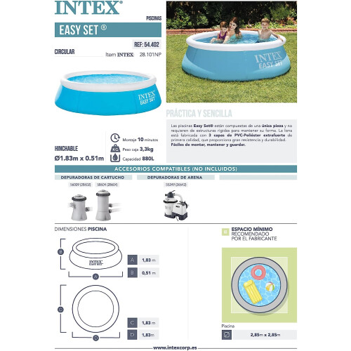 6ft x 20in Easy Set Swimming Pool #28101, Blue 2