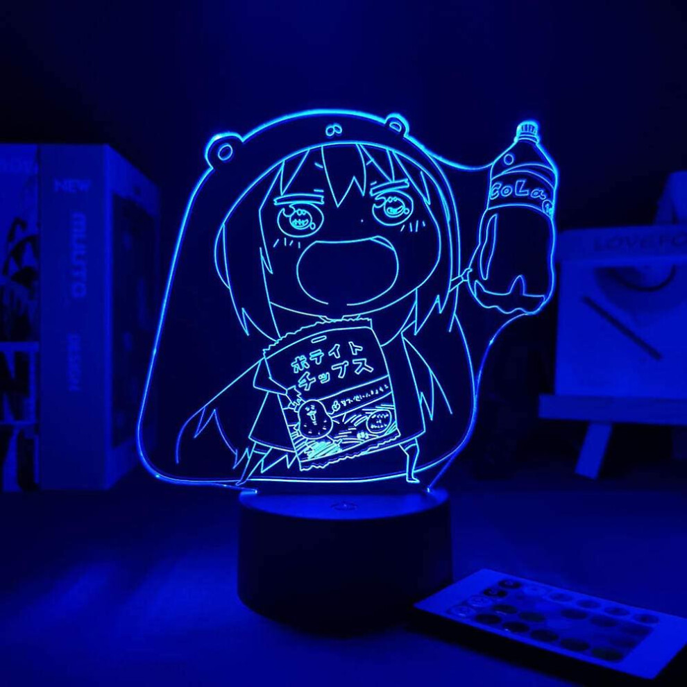 Wekity Anime Figure Himouto Umaru Chan Led Night Light For Bedroom Decoration Birthday Gift Light Mange Waifu 3d Lamp Acrylic Desk Led, 16 Colors, Wit