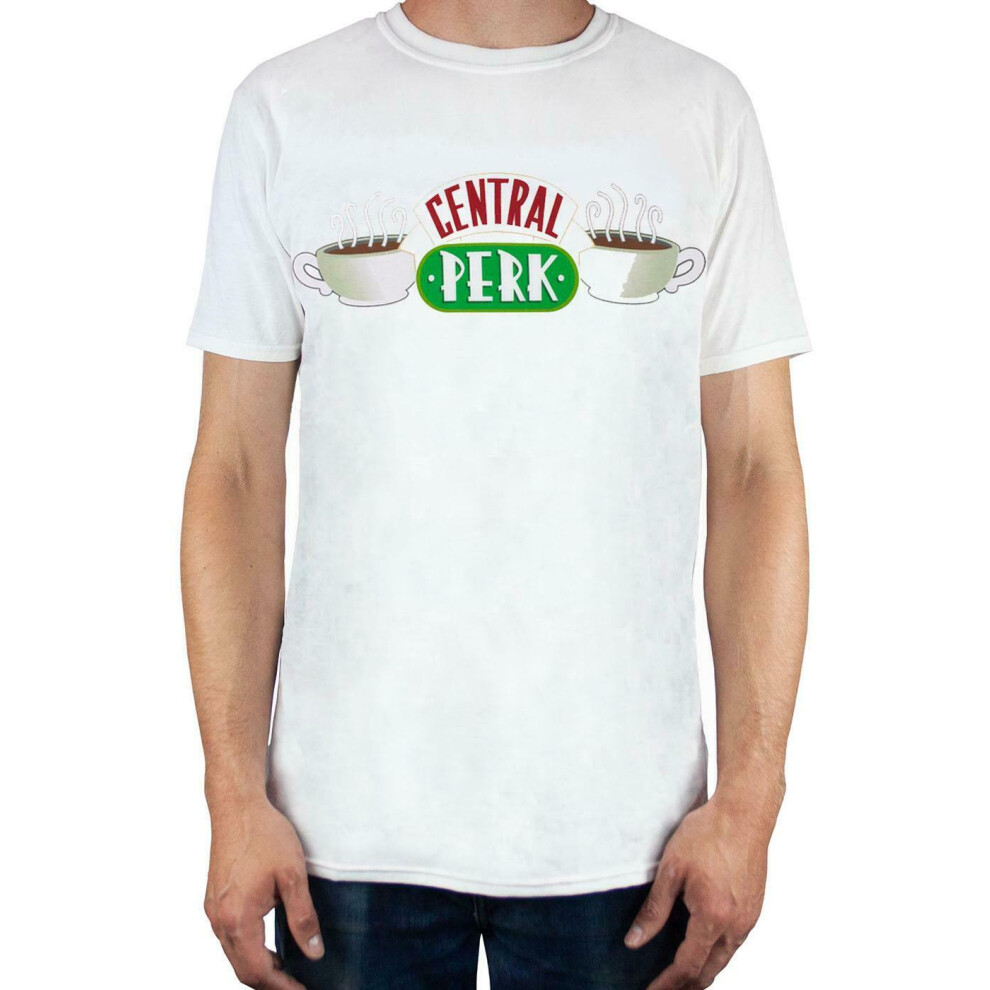 (Medium) Friends Short Sleeved T-Shirt (Mens White)