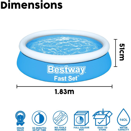 8ft Fast Set Pool Above Ground Swimming Pool Outdoor Inflatable Pool 1