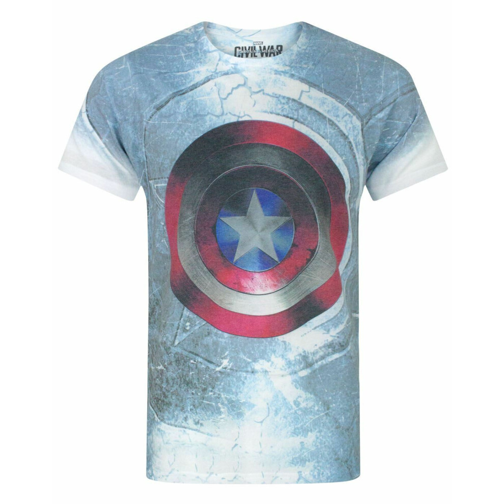 (Large) Marvel Short Sleeved T-Shirt (Mens White)