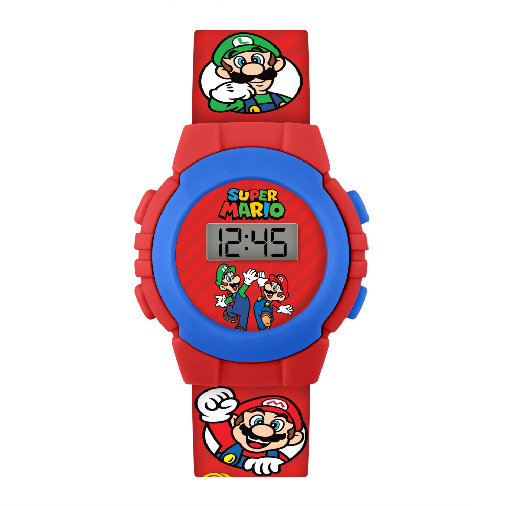 Super Mario Nintendo Kids Digital Watch Gsm4234 Red