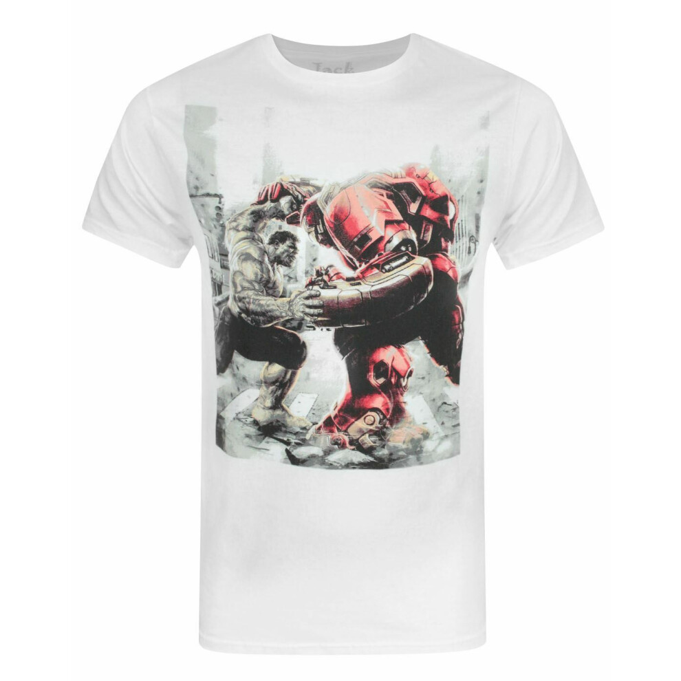 (Small) Marvel Short Sleeved T-Shirt (Mens White)