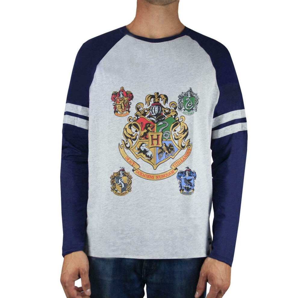 (XX-Large) Harry Potter Raglan Short Sleeved T-Shirt (Mens Grey)