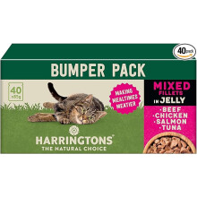 HARRINGTONS Complete Wet Pouch Grain Free Hypoallergenic Adult Cat Food Mixed in Jelly Pack 40x85g Beef Chicken Salmon Tuna Making Mealtimes Meatier