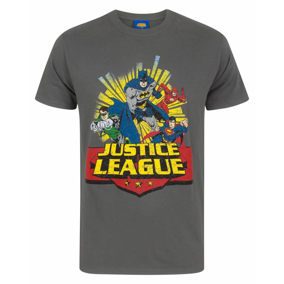 (Large) DC Comics Short Sleeved T-Shirt (Mens Grey)