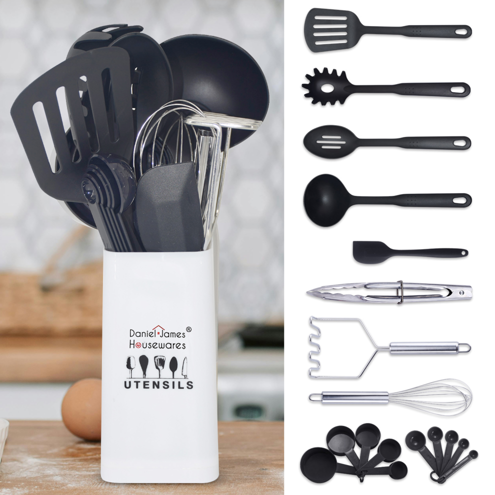 19 Piece Kitchen Utensils Set Stainless Steel Cooking Tools Spatula Whisk Spoons Tongs Cookware