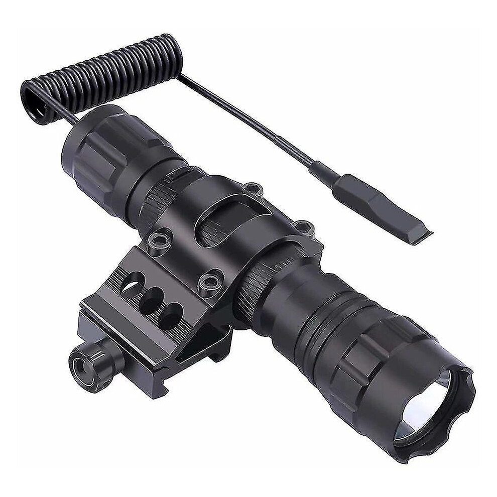 Tactical Led Flashlight, 1 Flashlight Mode, With Push Button Switch And 45  Mounting Rail, Side Offset Ring