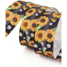 1Metre No.5 Sunflower Novelty Yellow Floral Concealed Zip with 2Puller