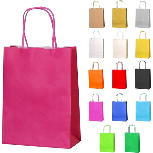 Thepaperbagstore 20 Fuchsia Paper Party Bags Handles Colourful Paper Gift Bags Kids Adults