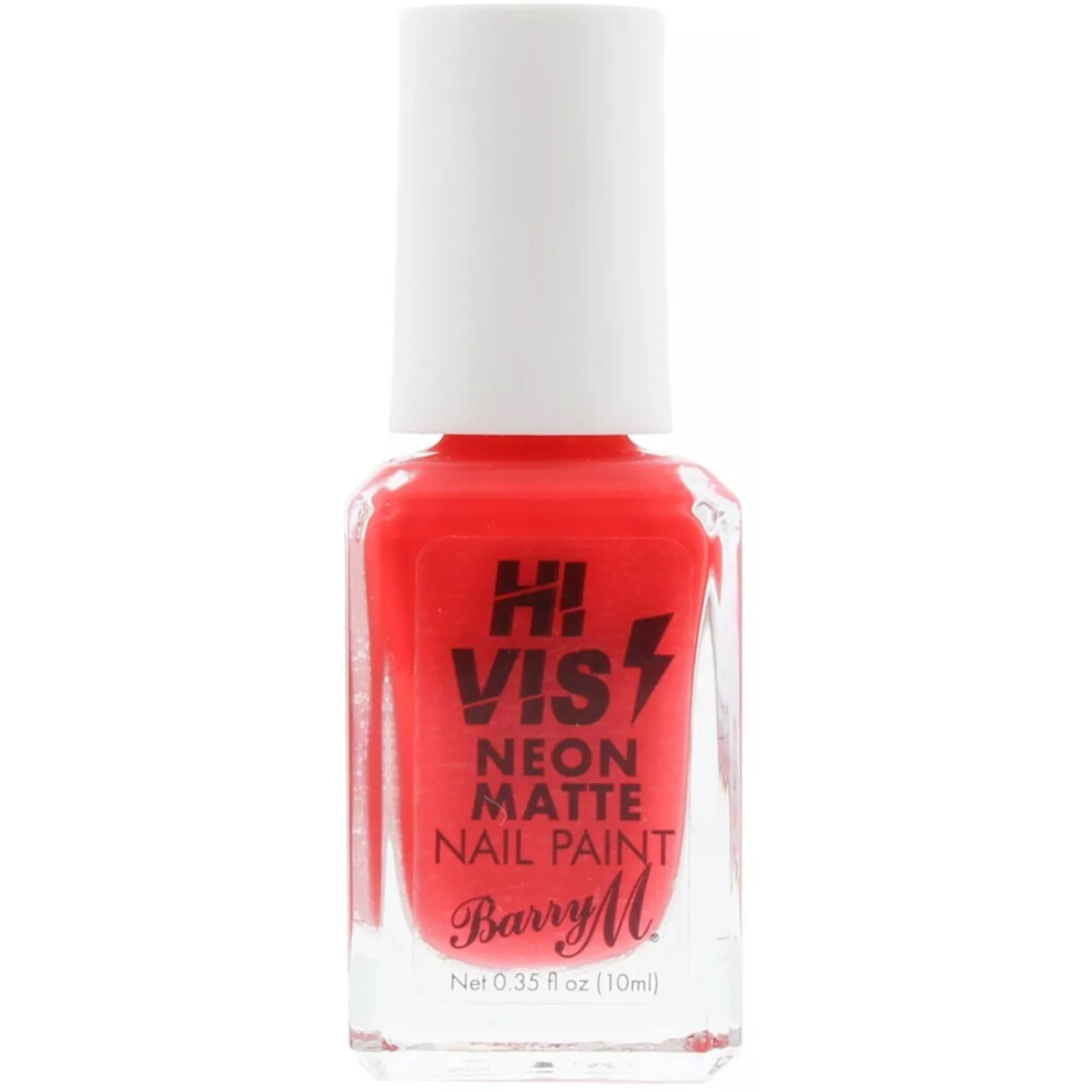 Barry M Cosmetic HI VIS Neon Matte 10ml Nail Polish Red Frenzy