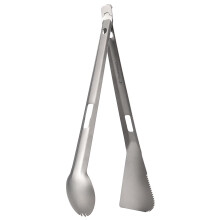 Tomshoo Titanium Serving Tongs Multi-purpose Bbq Tongs With Spork And Serrated Spatula For Camping Hiking Picnic Cooking
