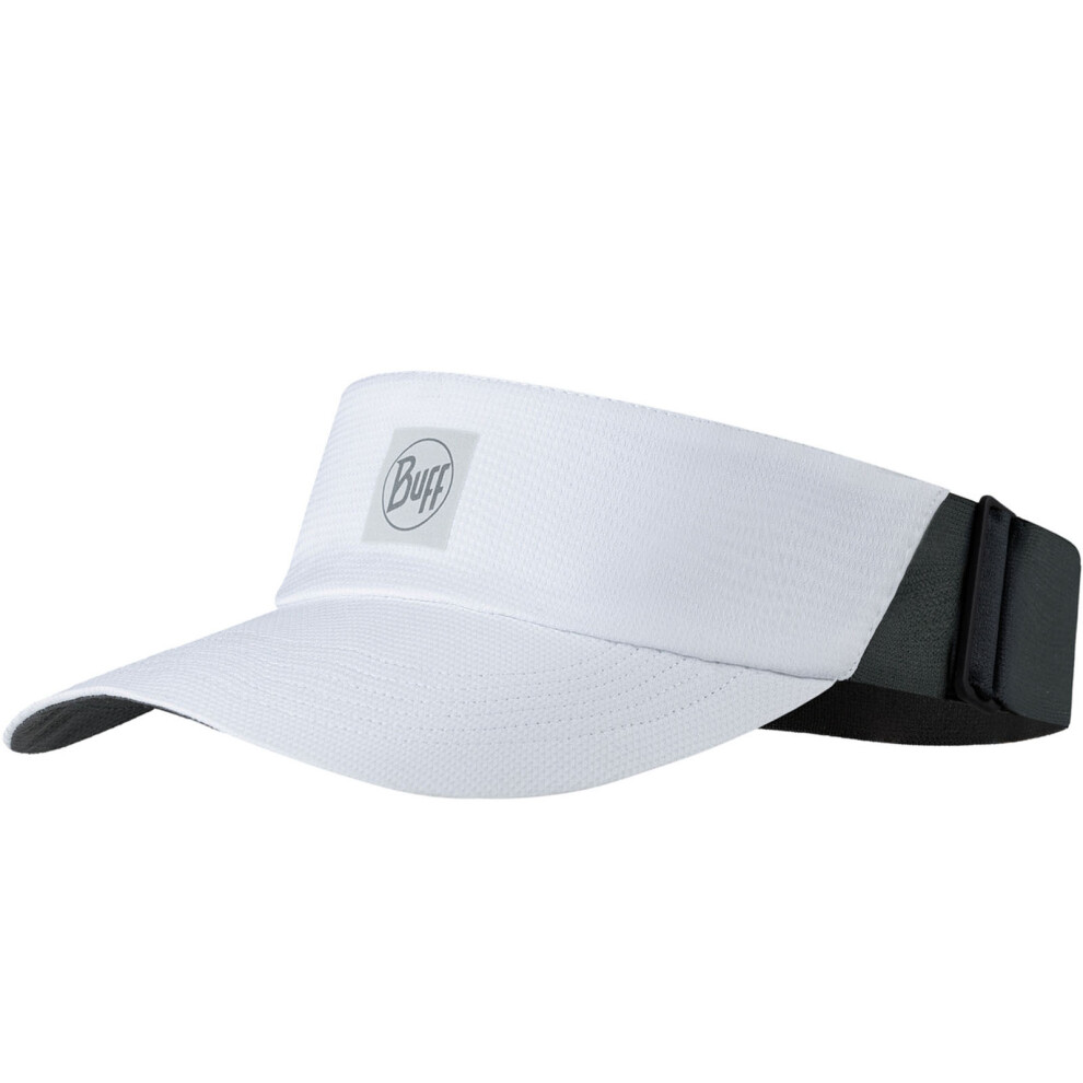 (SM, White) Buff Adults Solid Go Visor Elasticated Adjustable Running Cap Visor Hat