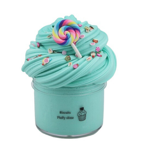 (Green) Slime Kit Cloud Stitch Peachybbies Rainbow Lemon Fluffy Slime Stress Relief Toy