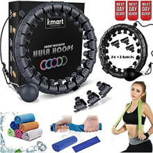 Mkk Smart Weighted Hula Hoop, Adjustable Fitness Exercise Weighted Hula Hoop - 28 Detachable Knots/link-black