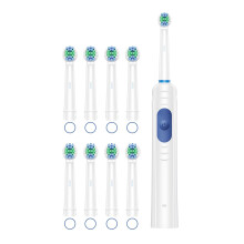 (White) Electric Toothbrush Kit, 8 Brush Heads, Soft Bristle Brush Toothbrush Round Head