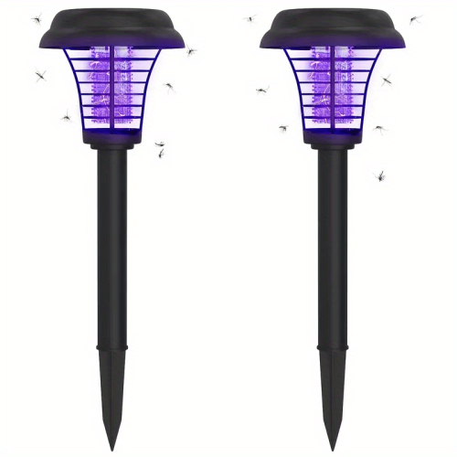 (2pcs) Solar-Powered Bug Zapper And Mosquito Killer Light For Indoor And Outdoor Use
