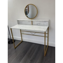 Modern Dressing Table Faux Marble Makeup Mirror Set Bedroom Vanity Shelf Unit