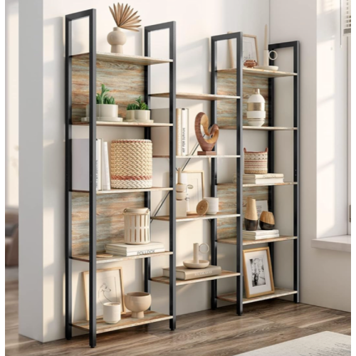 Large Storage Bookcase Modern Display Side Cabinet Tall Rustic Wooden Shelf Unit