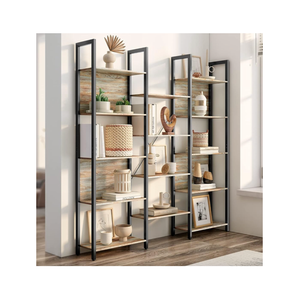 Large Storage Bookcase Modern Display Side Cabinet Tall Rustic Wooden Shelf Unit