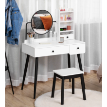 Large Dressing Table Vanity Stool Mirror Set Vintage Retro Makeup Chic Room Drawer
