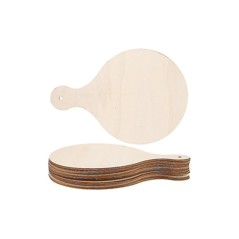 10 Pcs Round Serving Tray Wooden Bread Board Pizza Peel Paddle Unfinished Wood Chopping Boards Cheese Board
