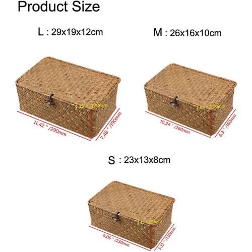 3 Pcs Woven Storage Chests With Lid 2