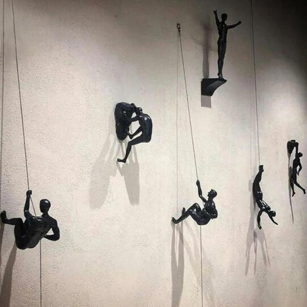 (D) Rock Climbing Character Sculpture Wall Hanging Backgro Wall Outdoor Sport Decoration Art Creative Hanging Climbing Statue