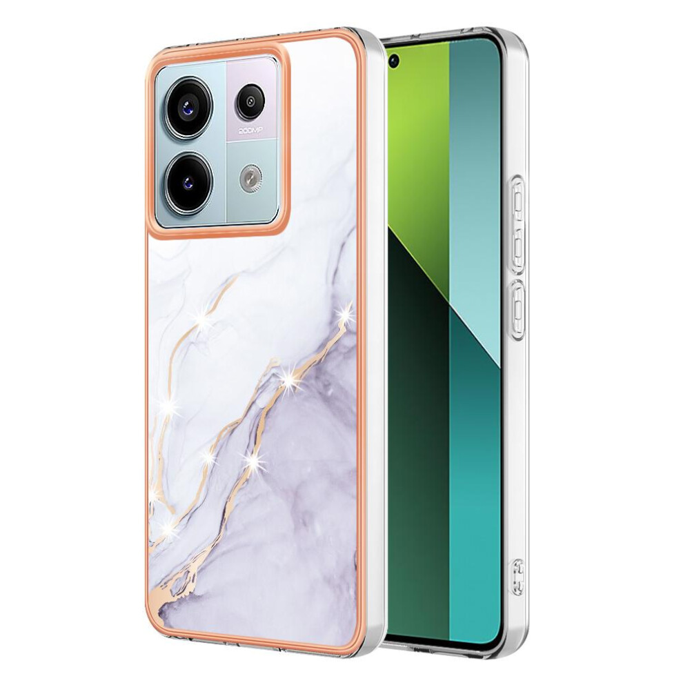 (White) Case For Xiaomi Redmi Note 13 Pro 5G Marble Pattern Soft Bumper Slim Tpu Protection White 764762634636