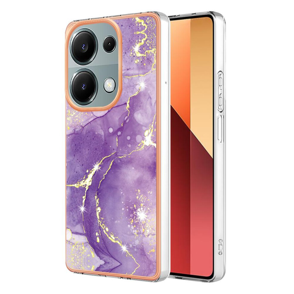 (Purple) Case For Xiaomi Poco M6 Pro 4G Soft Bumper Protection Slim Tpu Marble Pattern Purple 764762634667