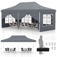 Pop-up Canopy 10 x 20 FT Gazebo Sun Shelter W/ Carrying Bag Grey