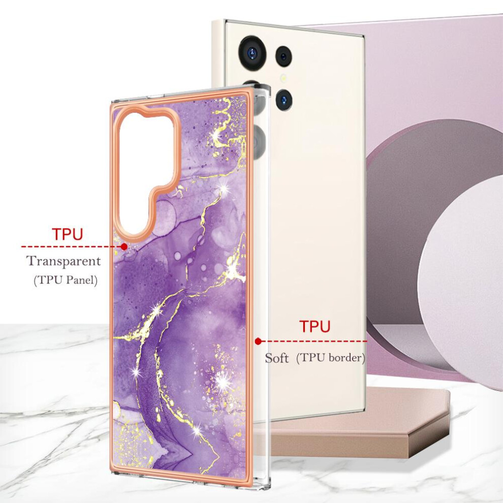 (Purple) Case For Samsung Galaxy S24 Ultra 5G Soft Bumper Marble Pattern Protection Slim Tpu Purple 764762635923