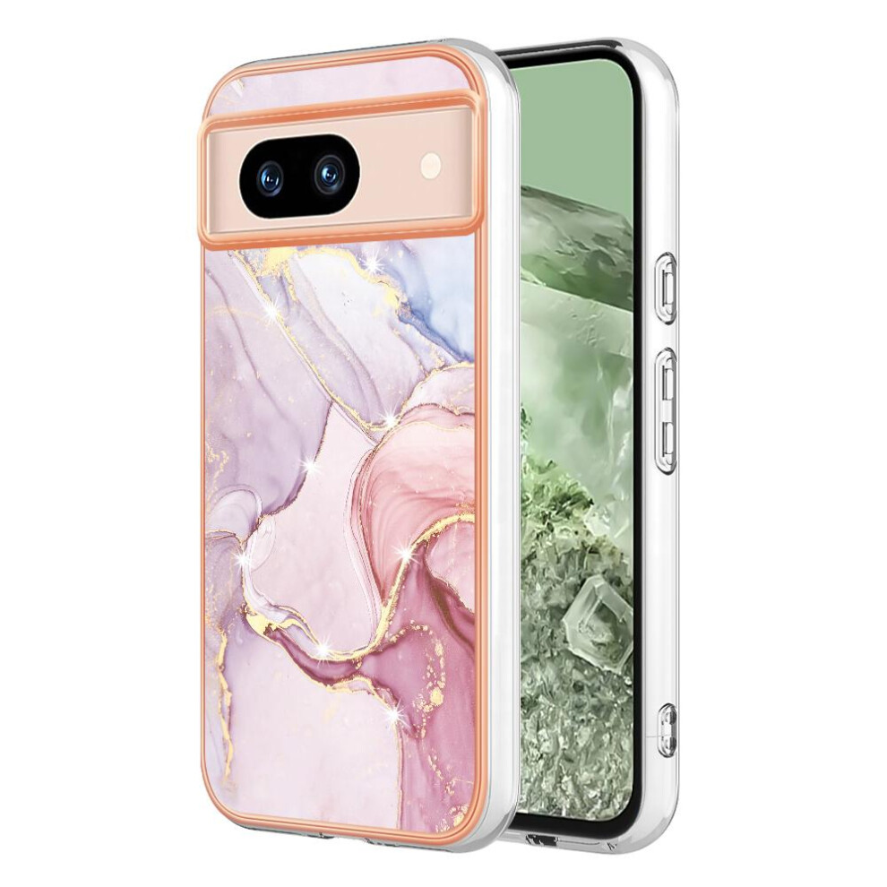 (Pink) Case For Google Pixel 8A Soft Bumper Slim Tpu Protection Marble Pattern Pink 764762636128