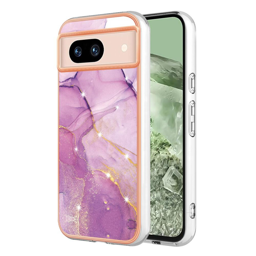 ( Violet) Case For Google Pixel 8A Soft Bumper Slim Tpu Protection Marble Pattern Light 764762636111